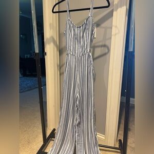 Hollister Blue and White Striped Jumpsuit